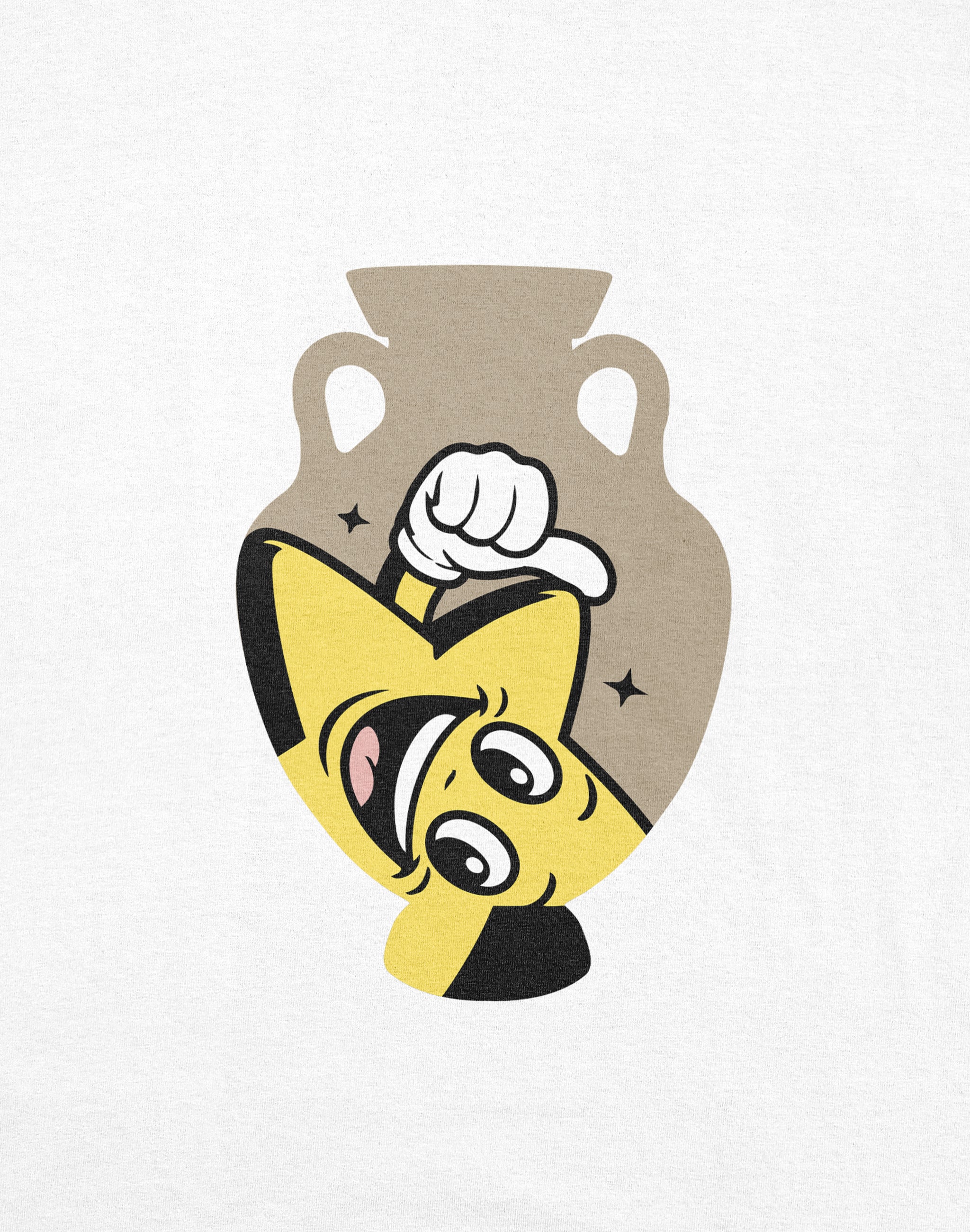 Amphora 09 T-Shirt white front print close up — PERAMA Odyssey
