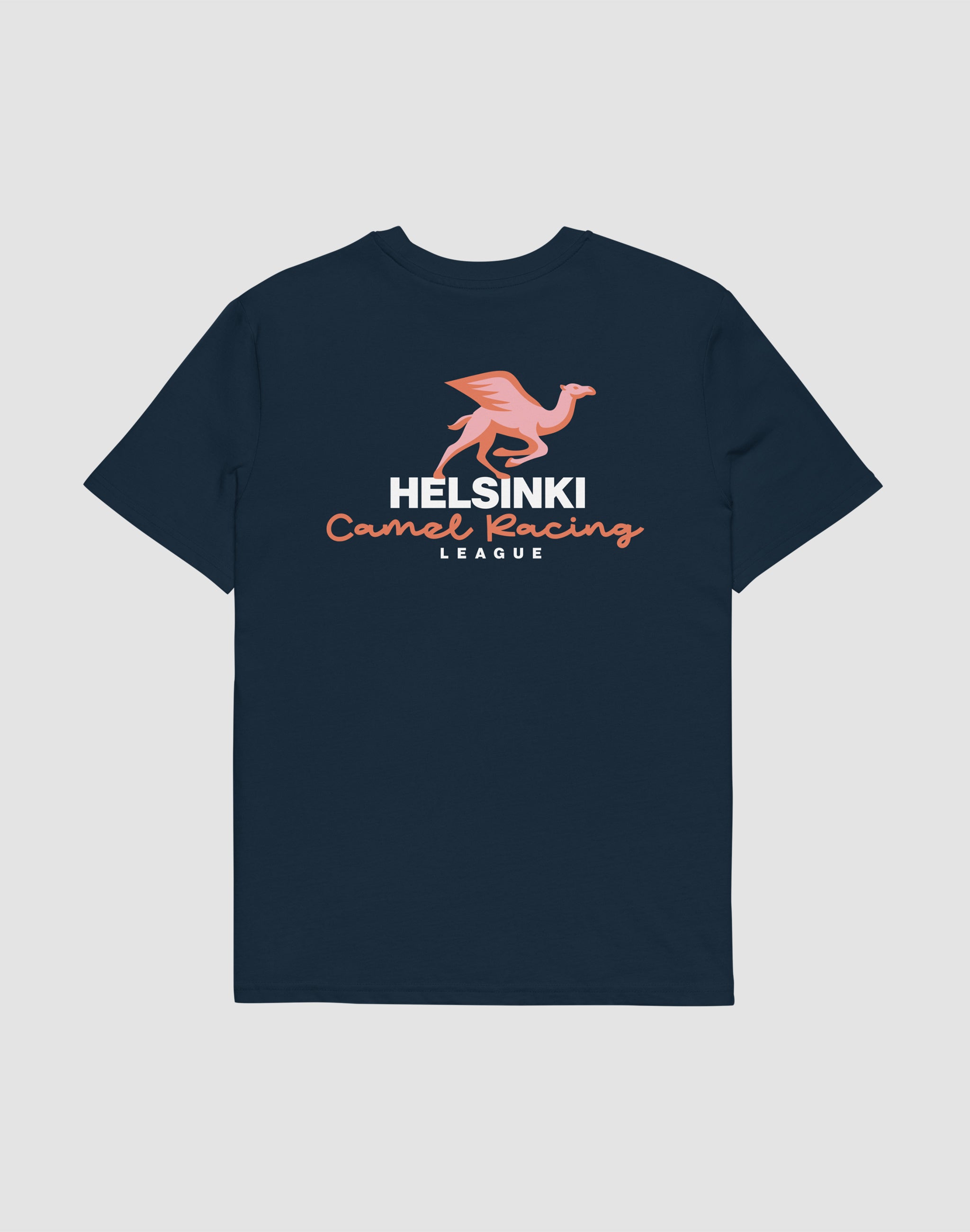 Helsinki Camel Racing League navy t-shirt back print — PERAMA Sports Federation
