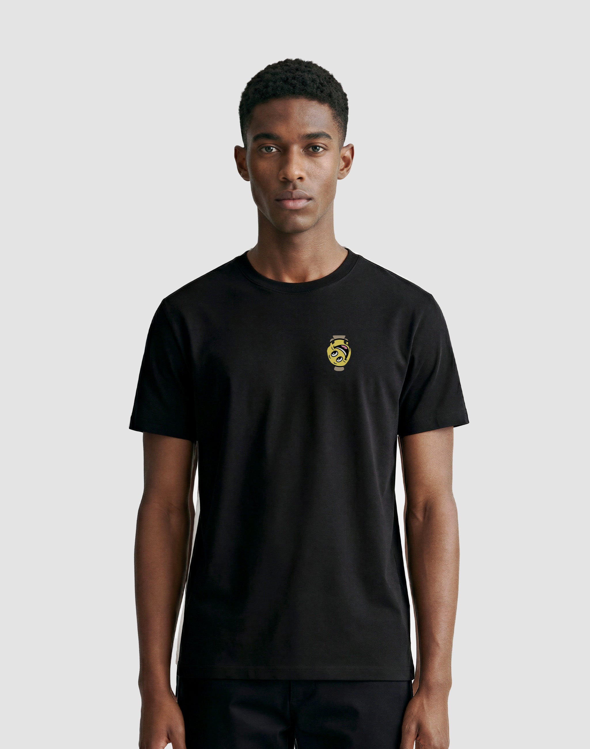 Amphora 07 T-Shirt white front print worn by male model — PERAMA Odyssey