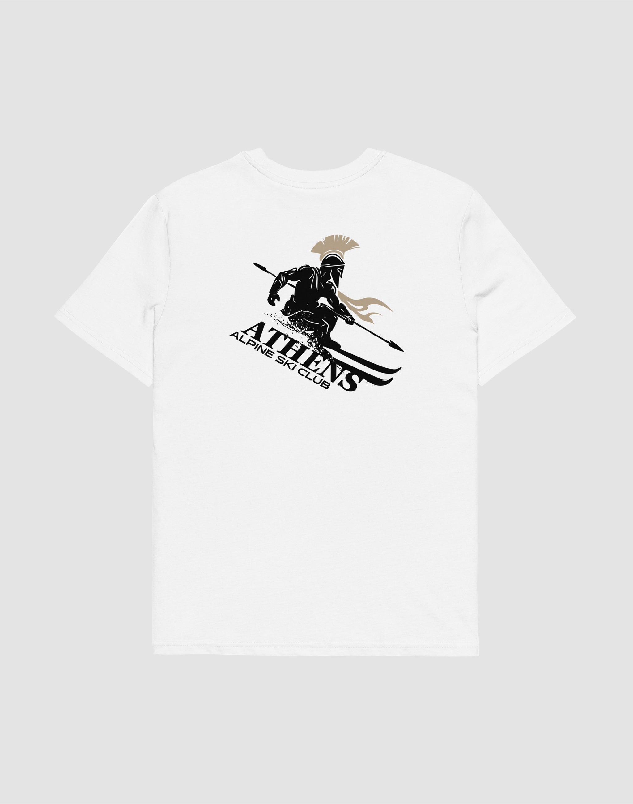 Athens Alpine Ski Club white t-shirt back print — PERAMA Sports Federation