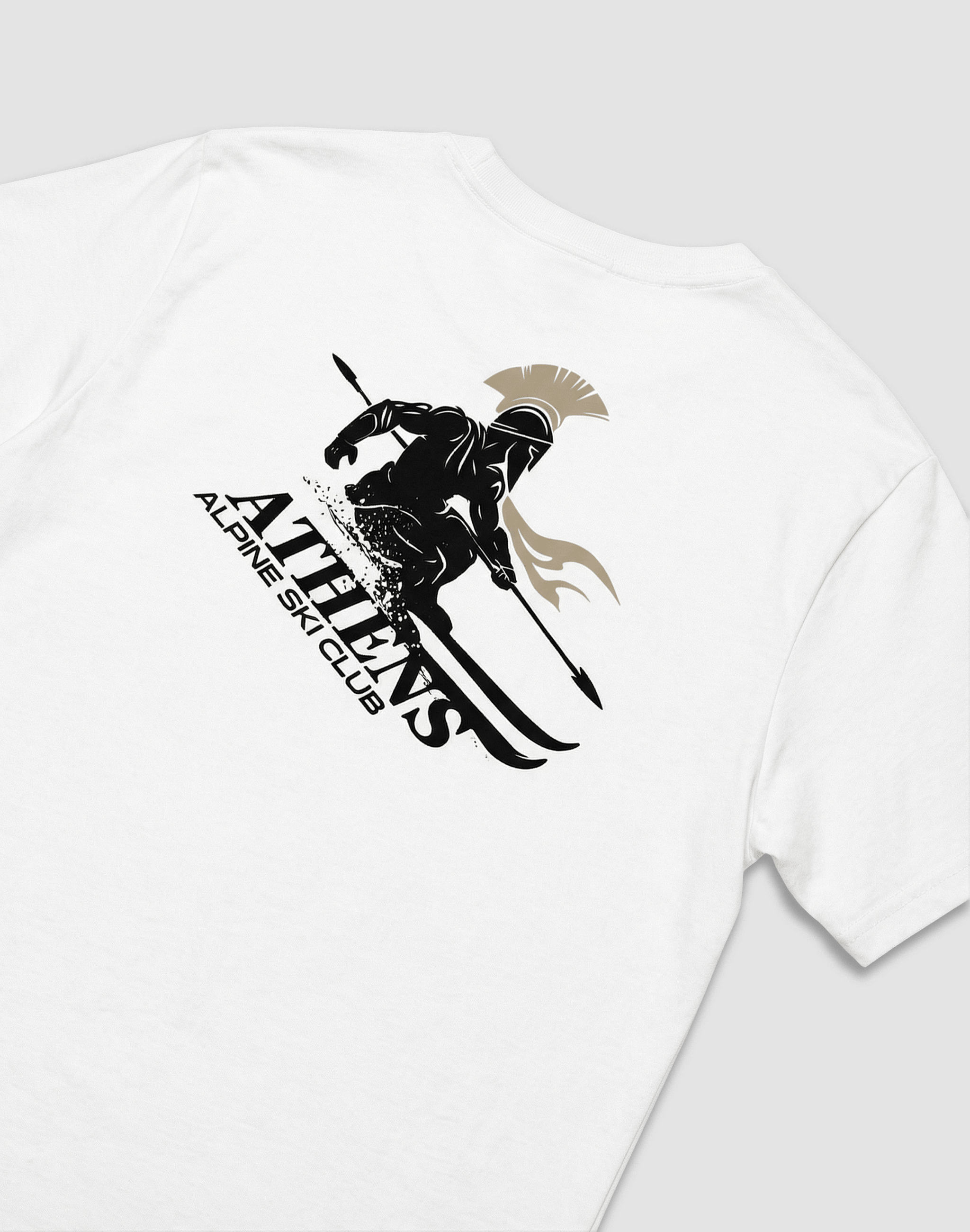 Athens Alpine Ski Club white t-shirt back print — PERAMA Sports Federation