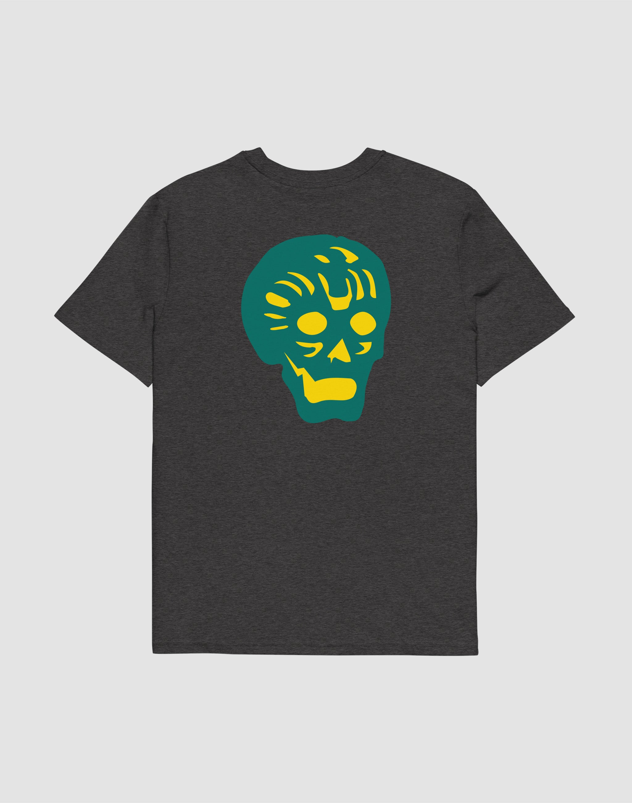 Breakpoint yellow and green back print  dark heather grey T-shirt — PERAMA Classics