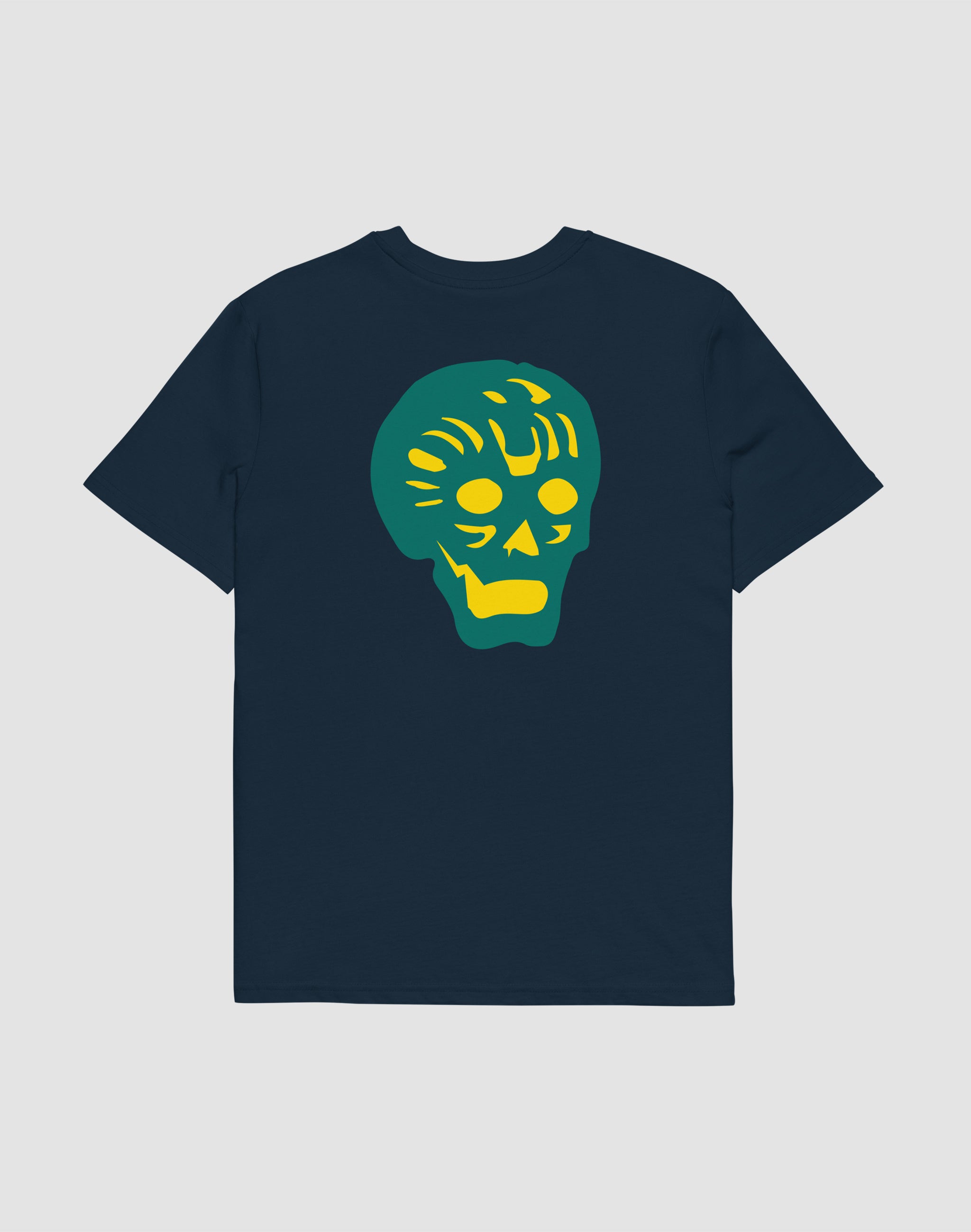 Breakpoint yellow and green back print  french Navy T-shirt — PERAMA Classics