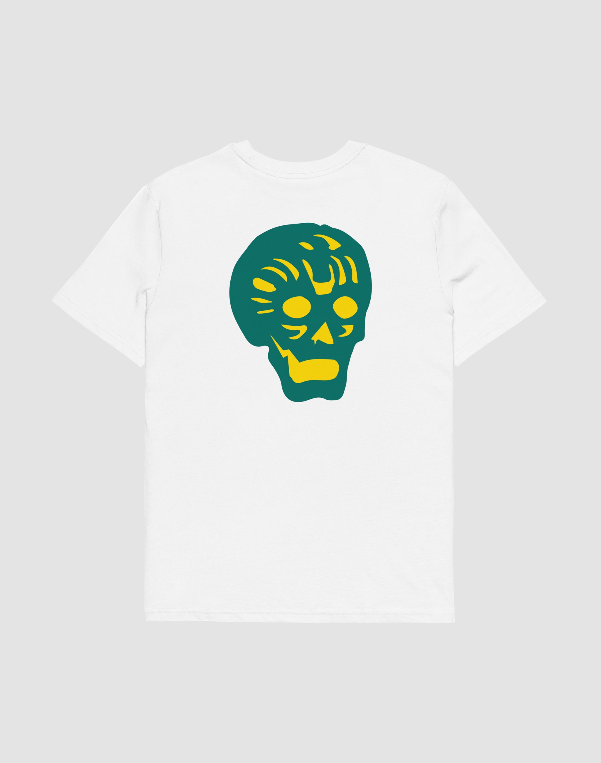 Breakpoint yellow and green back print  white T-shirt — PERAMA Classics