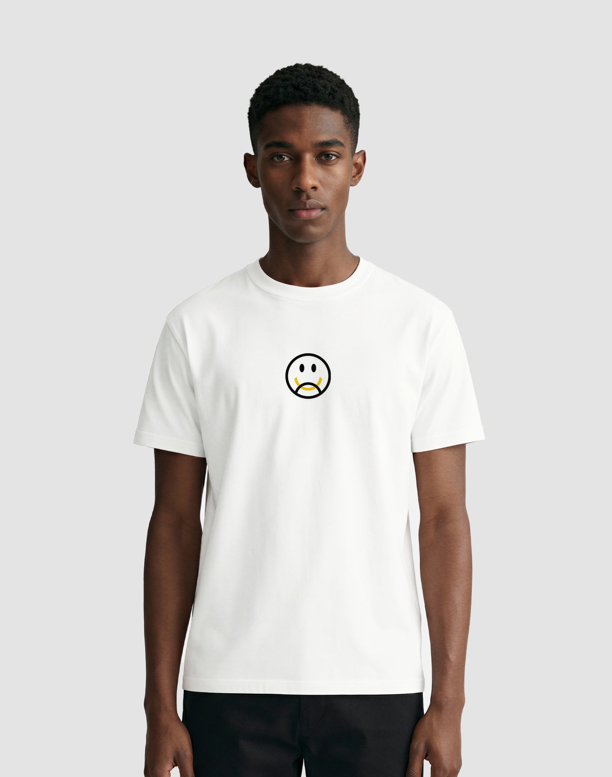 Happy Camper  T-Shirt chest print worn by male model — PERAMA Classics