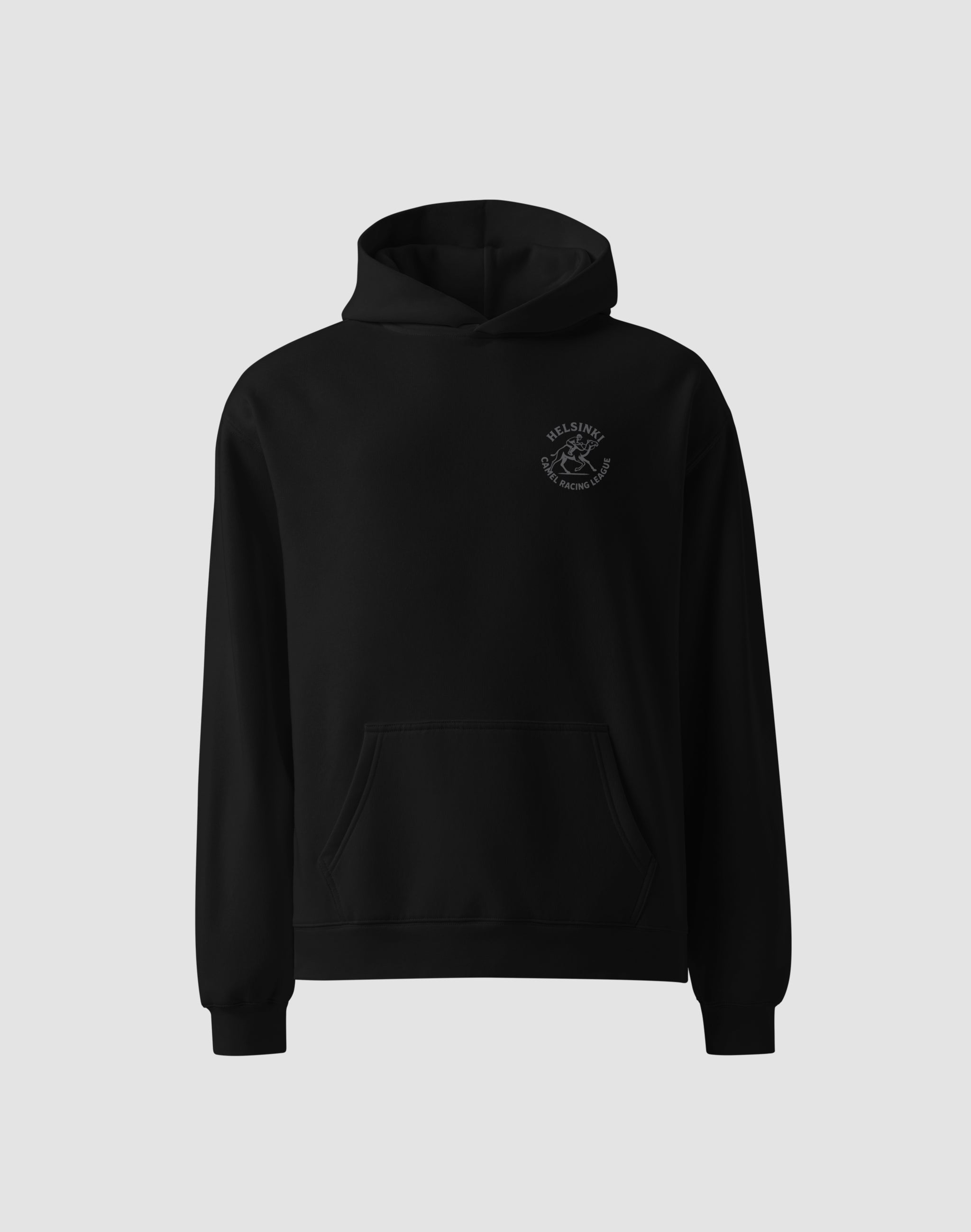 Helsinki Camel Racing League Heritage club black hoodies tonal small chest print — PERAMA Sports Federation
