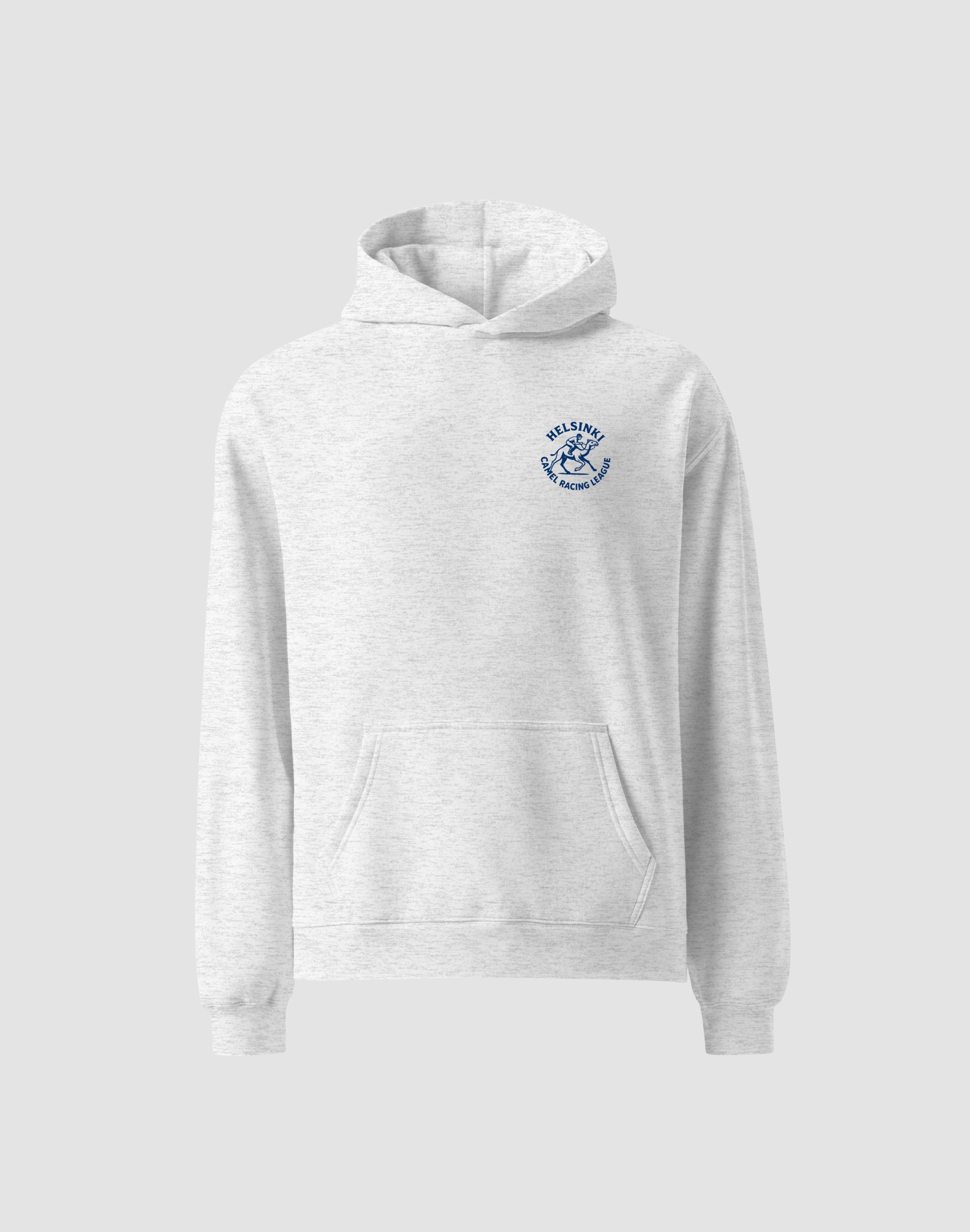 Helsinki Camel Racing League Heritage club white heather hoodies tonal small chest print — PERAMA Sports Federation