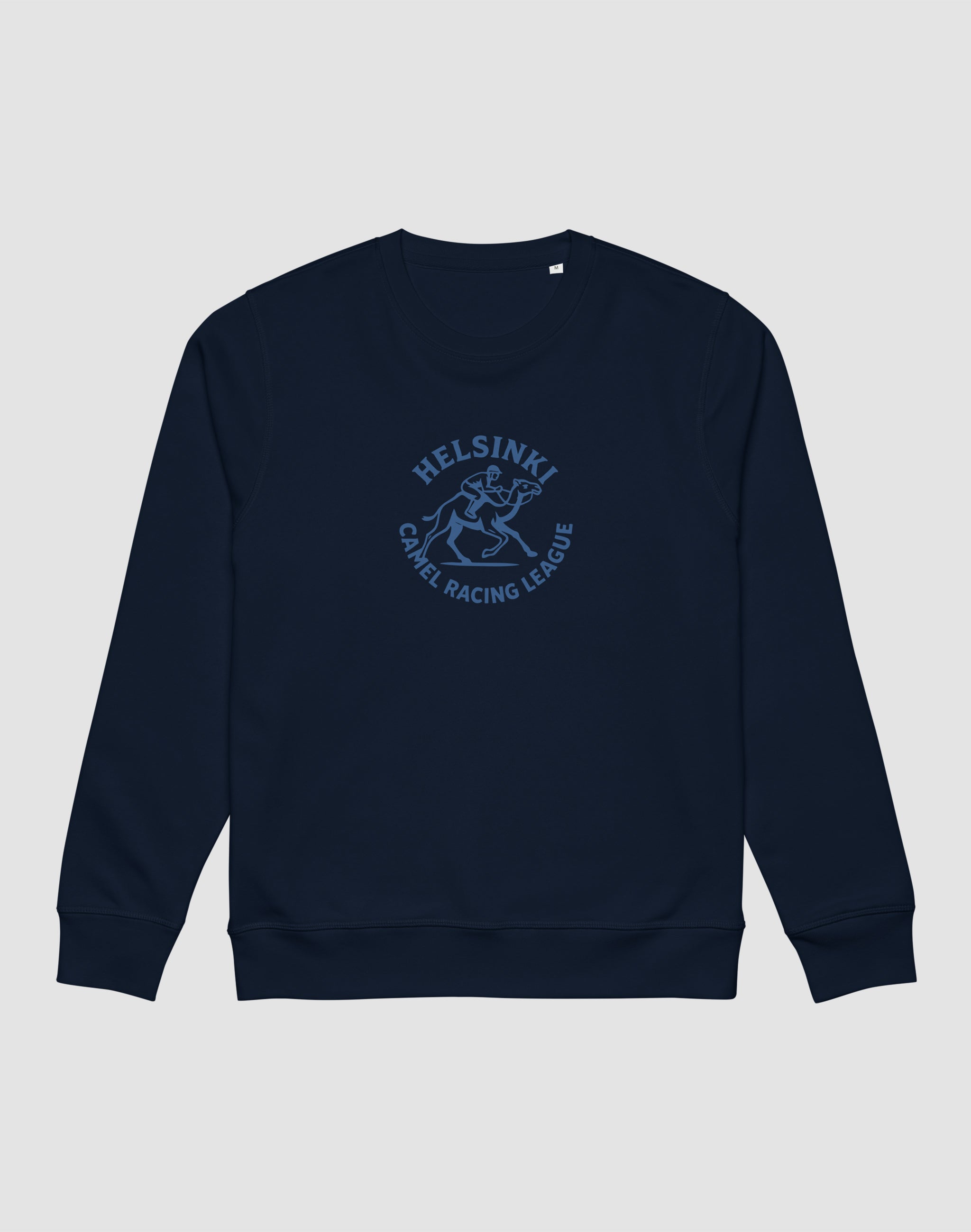 Helsinki Camel Racing League Vintage sweatshirt athletic navy chest print — PERAMA Sports Federation