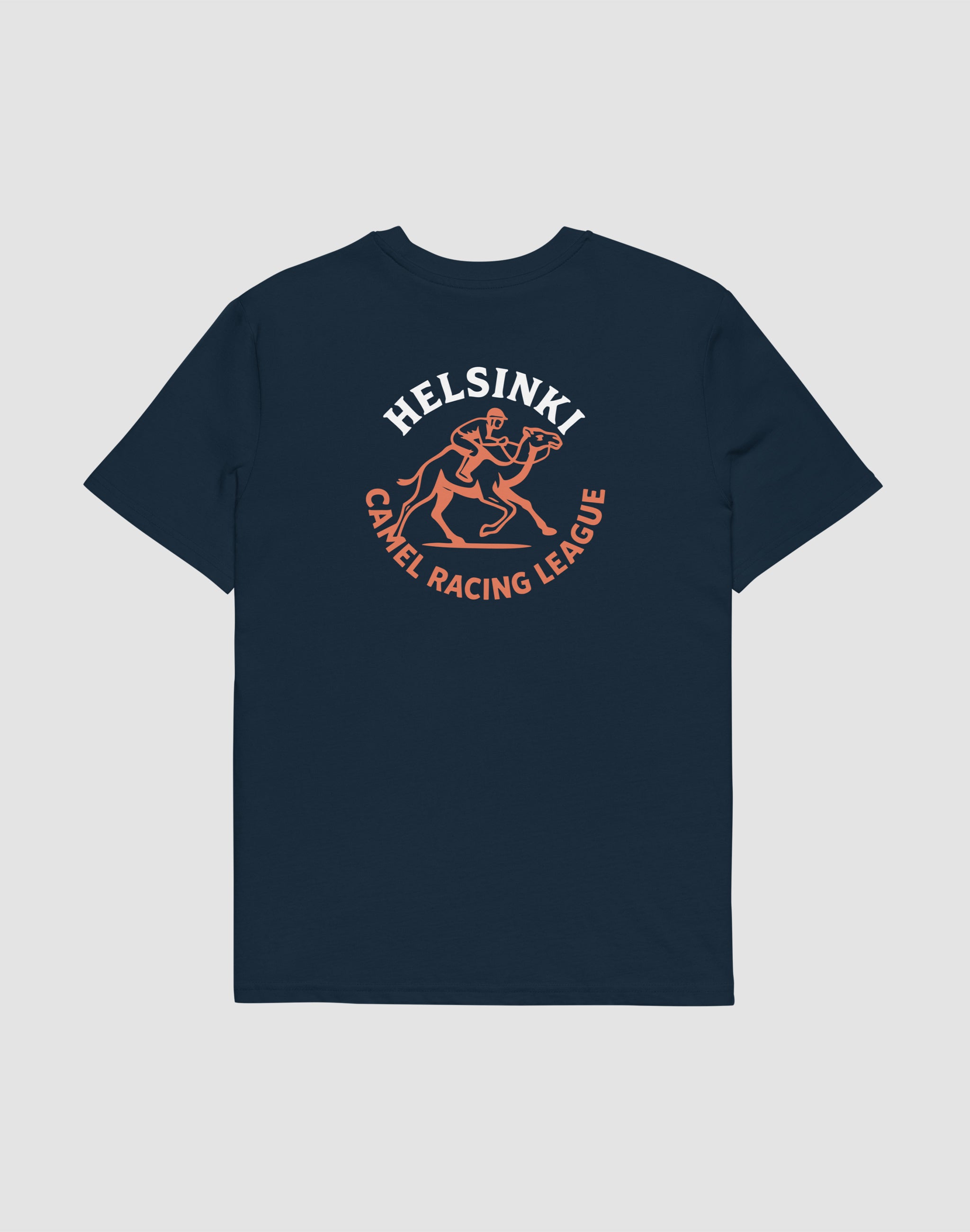 Helsinki Camel Racing League Heritage French Navy t-shirt back print — PERAMA Sports Federation
