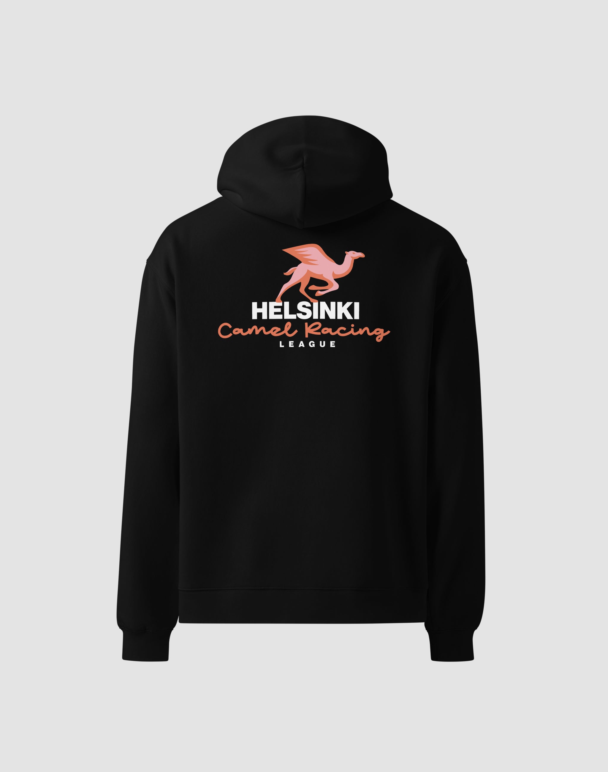 Helsinki Camel Racing League Hoodie black back print — PERAMA Sports Federation