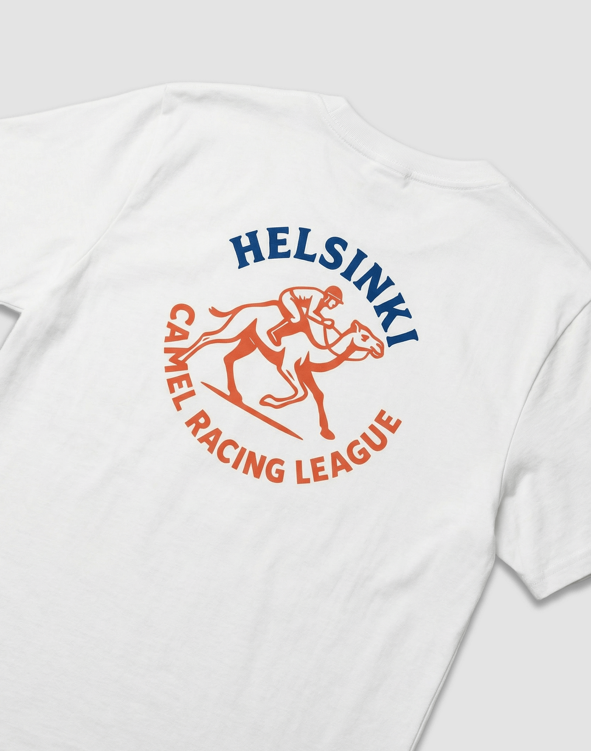 Helsinki Camel Racing League Heritage white t-shirt back print — PERAMA Sports Federation