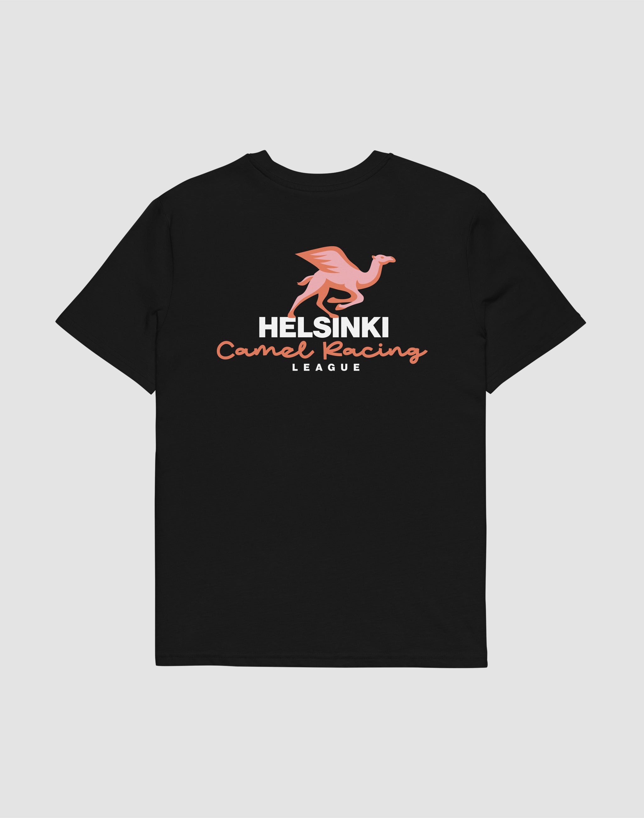 Helsinki Camel Racing League black t-shirt back print — PERAMA Sports Federation