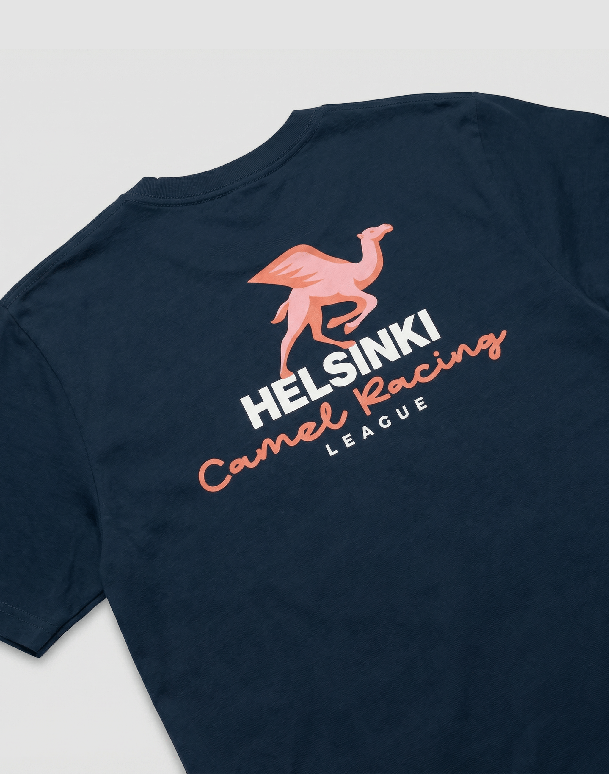 Helsinki Camel Racing League French Navy t-shirt back print — PERAMA Sports Federation