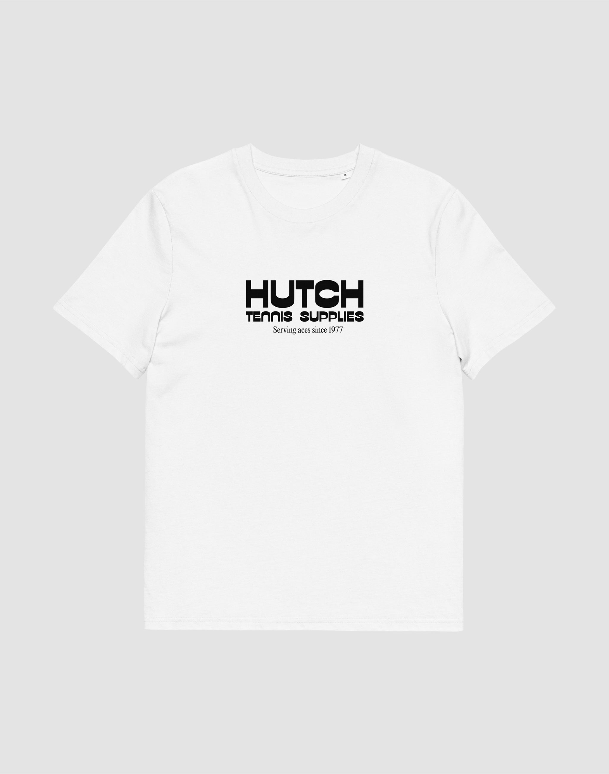 Hutch Tennis Supplies T-Shirt white middle chest print sponsor — PERAMA Sponsors