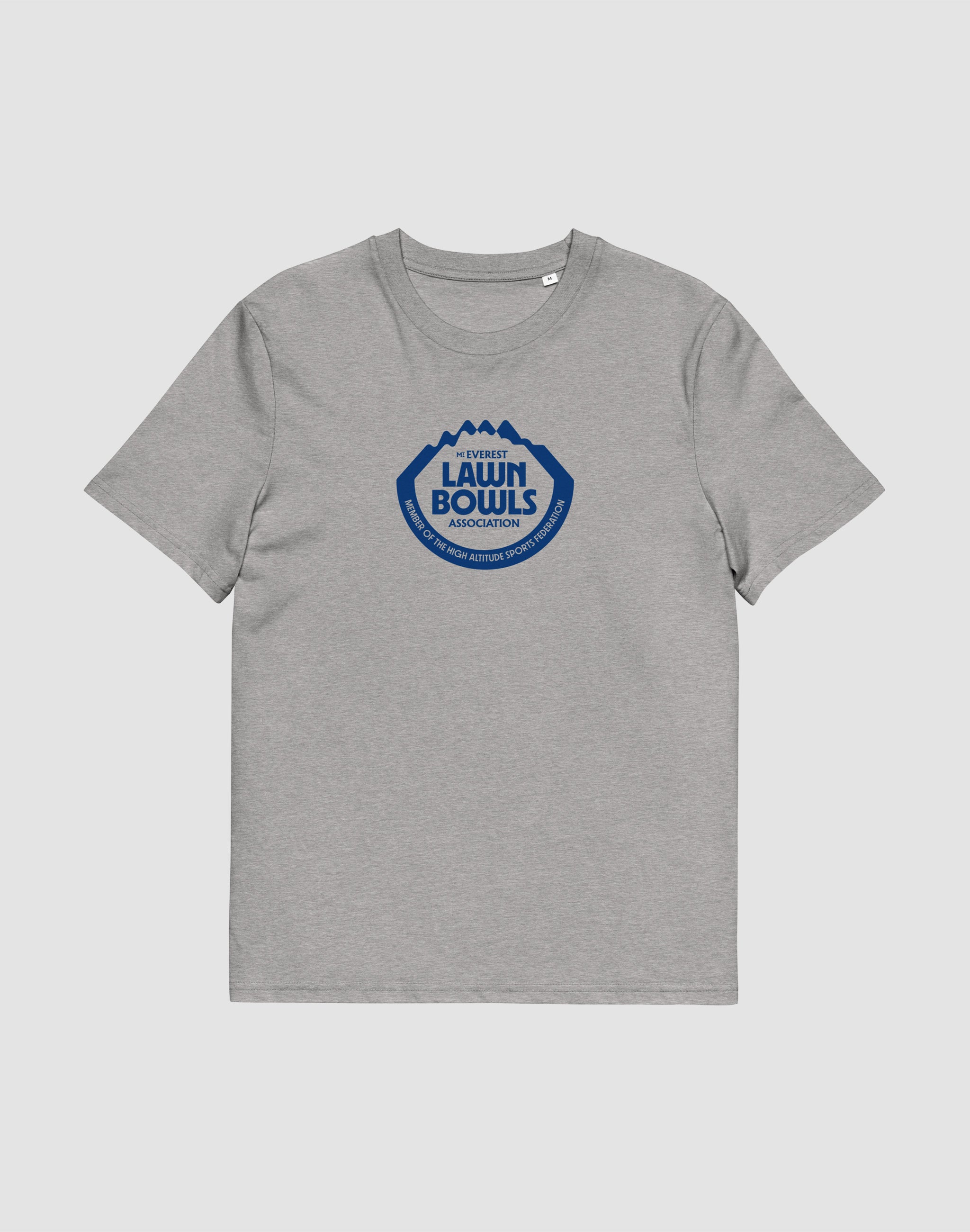 Mt Everest Lawn Bowls Association uniform single colour T-Shirt grey front print — PERAMA Federations