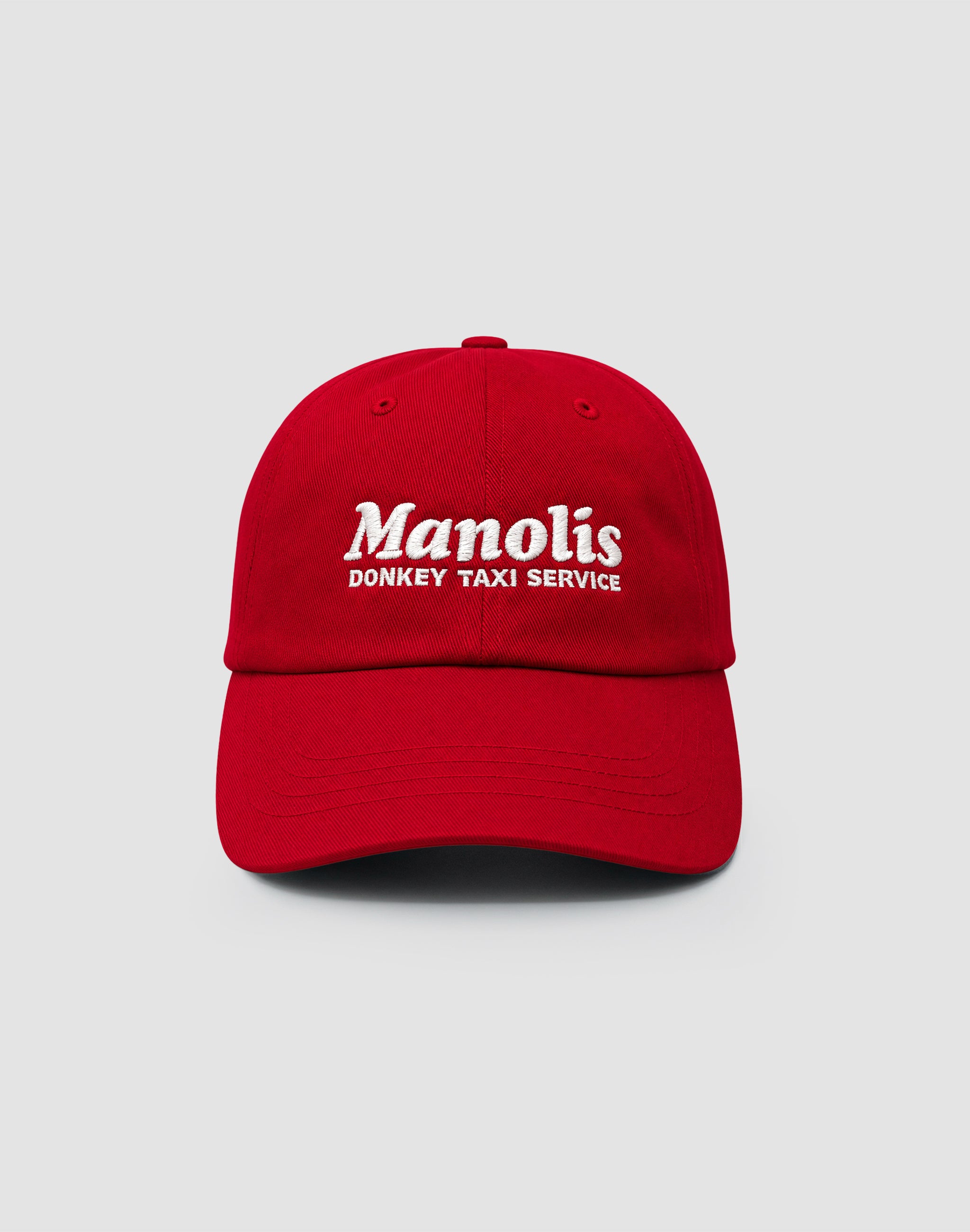 Manolis Donkey Taxi Service cranberry red cap embroidered — PERAMA Sponsors