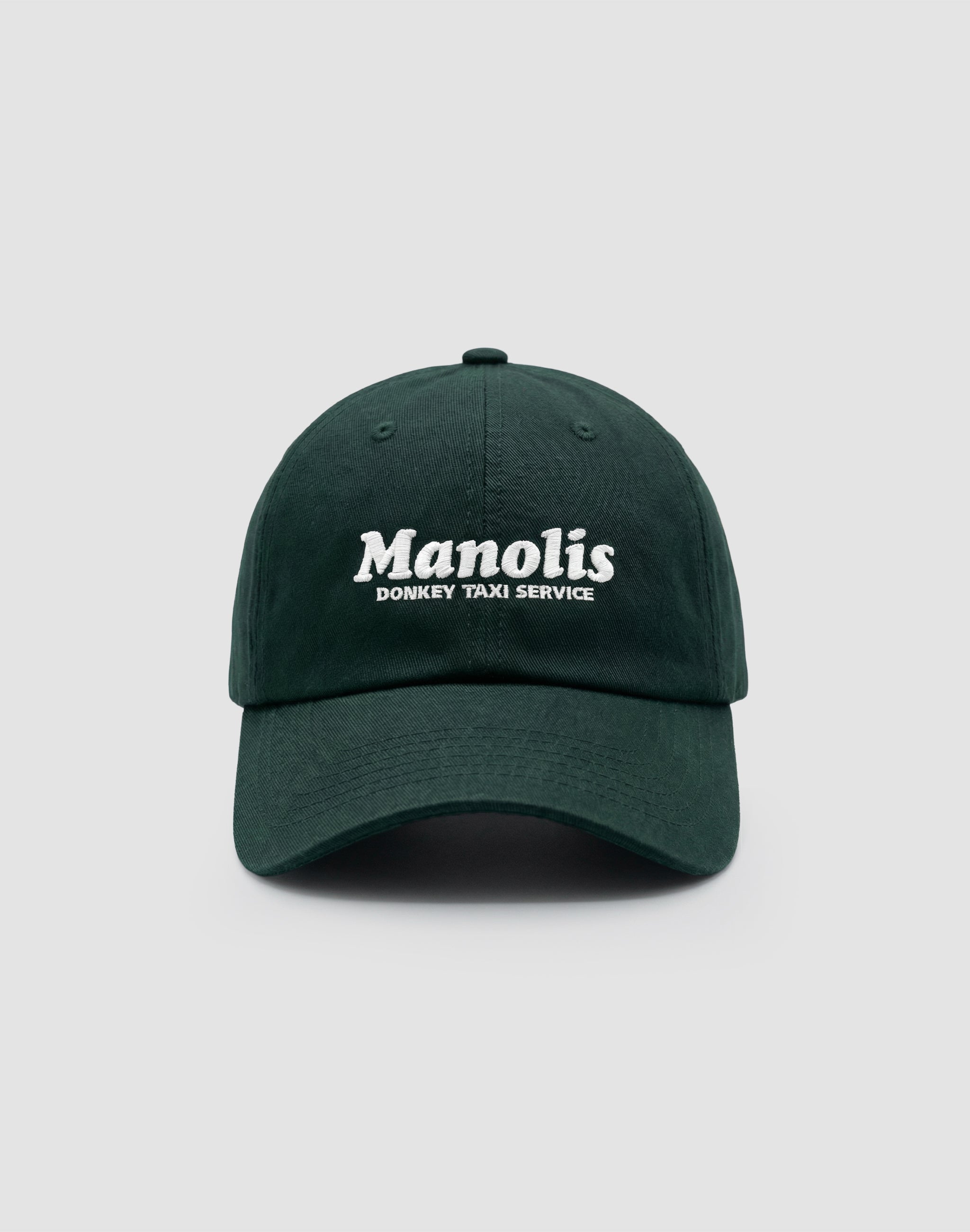 Manolis Donkey Taxi Service spruce green cap embroidered — PERAMA Sponsors