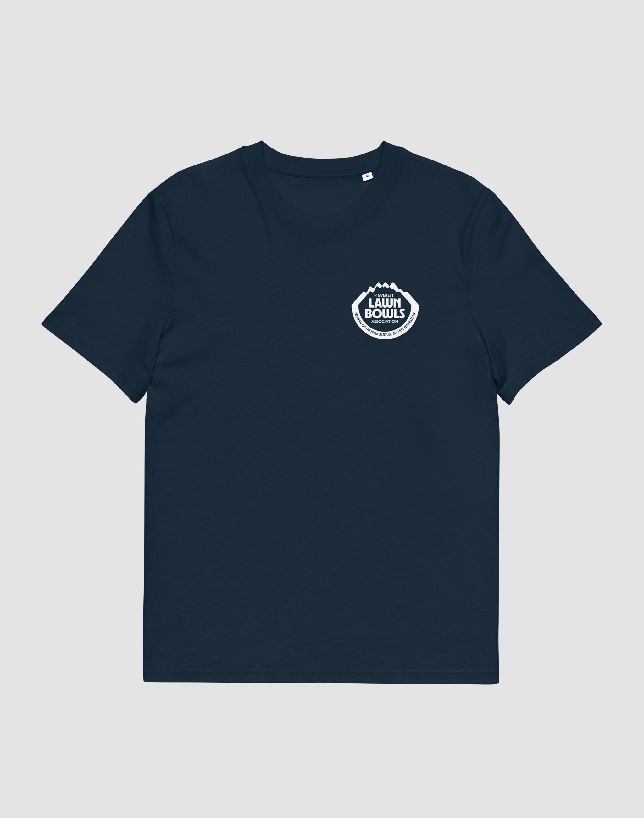 Mt Everest Lawn Bowls Association Uniform T-Shirt french navy front chest print — PERAMA Federations