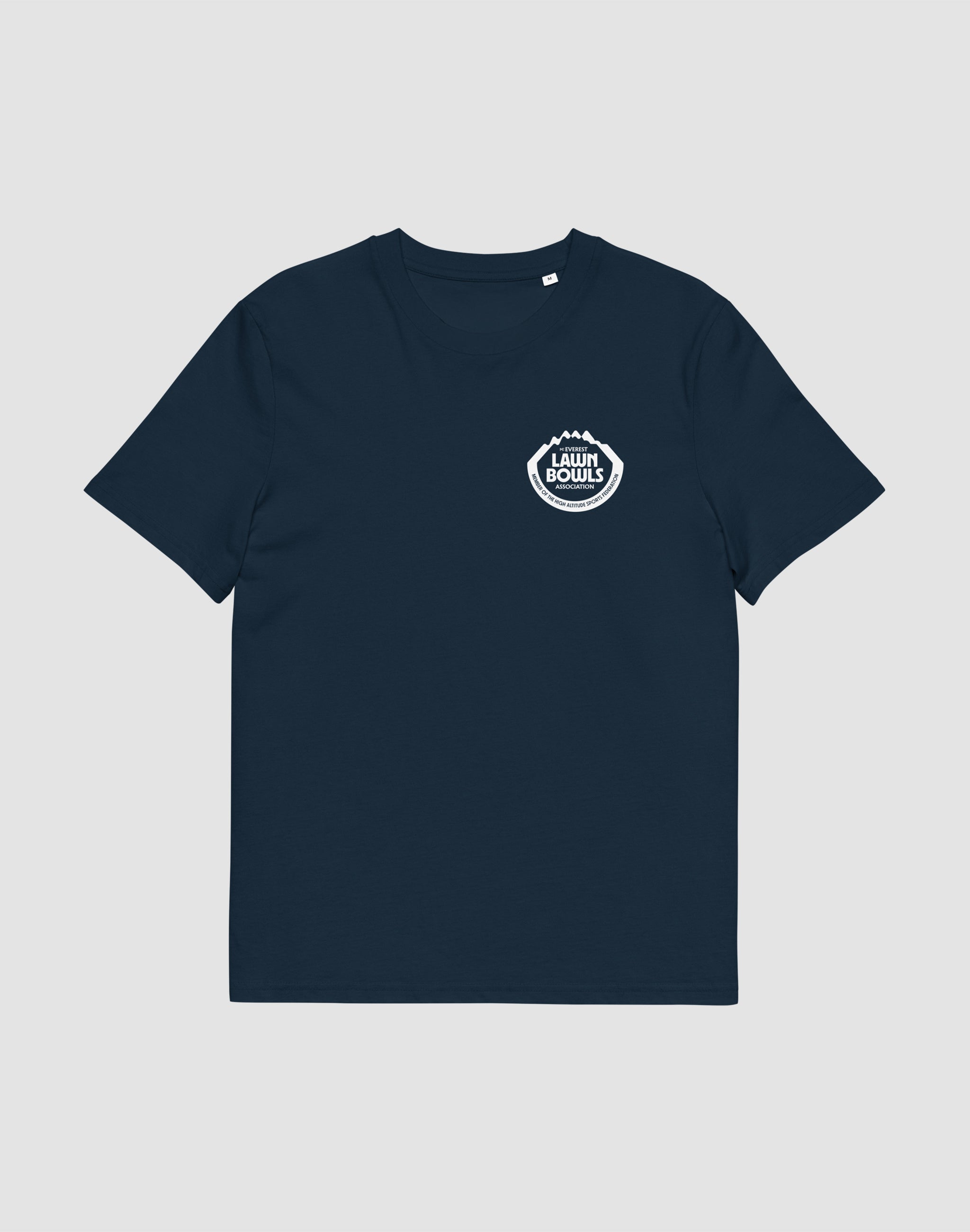 Mt Everest Lawn Bowls Association Uniform T-Shirt french navy front chest print — PERAMA Federations