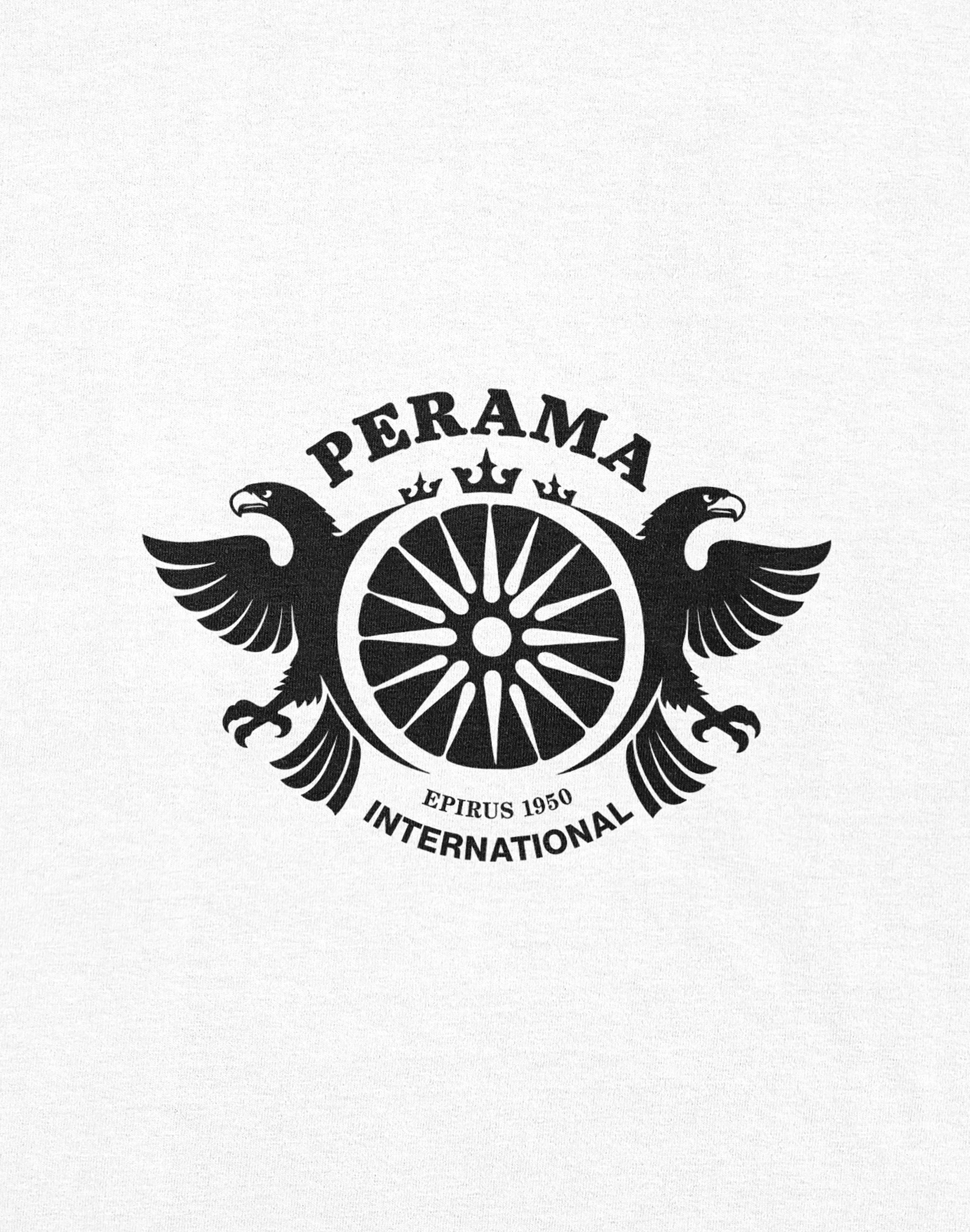 perama epirus 1950 federation logo front white t shirt — PERAMA INTERNATIONAL