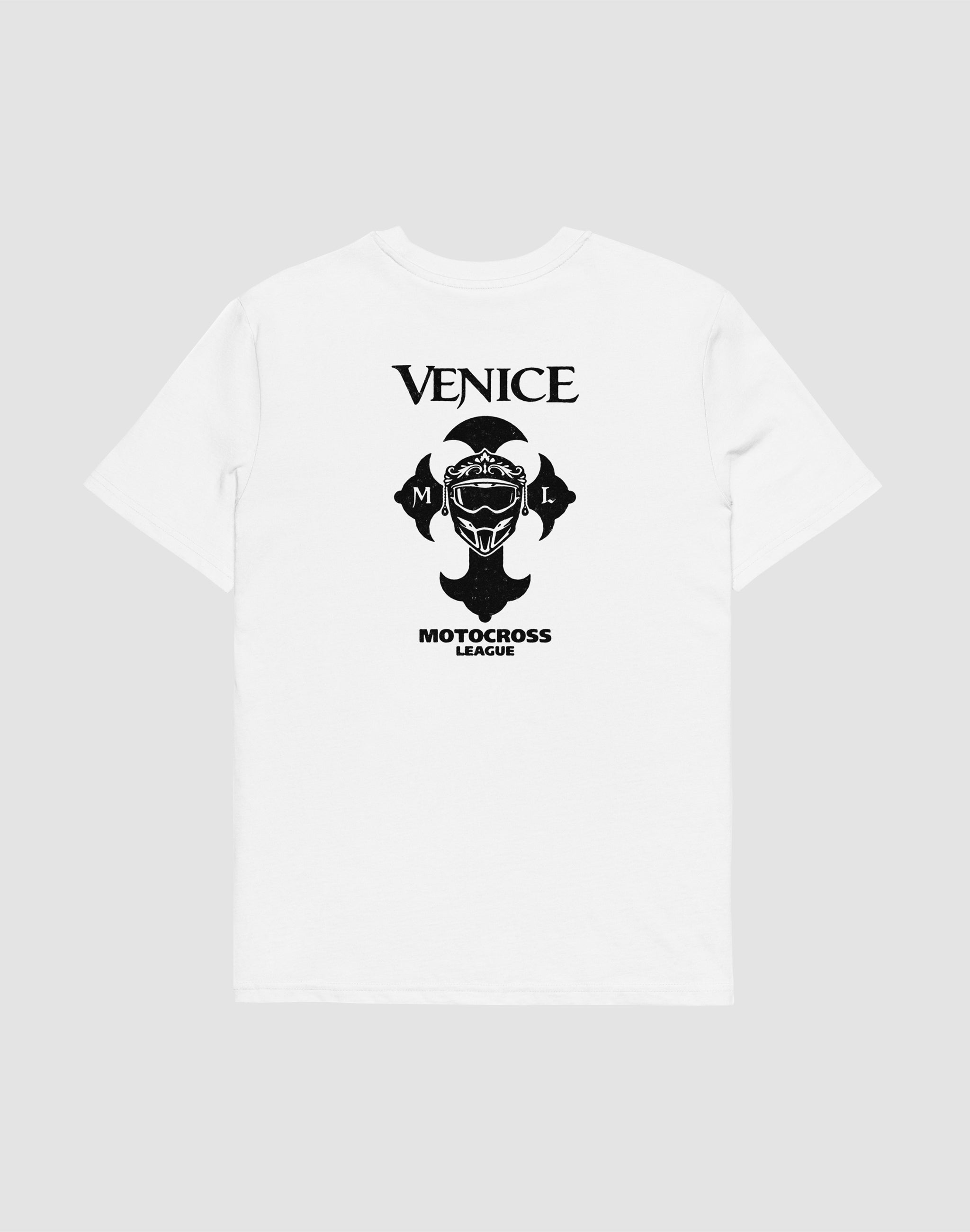 Venice Motocross League Uniform white T-Shirt back print — PERAMA Federations