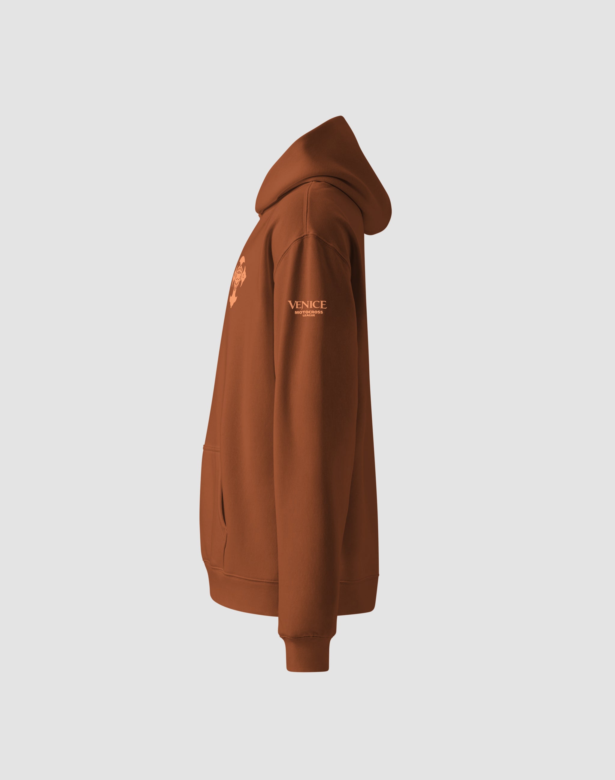 Venice Motocross League uniform hoodie clay front left arm print — PERAMA Federations